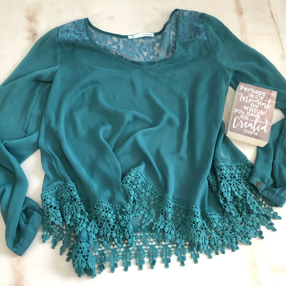 NWOT Lace tunic - teal green